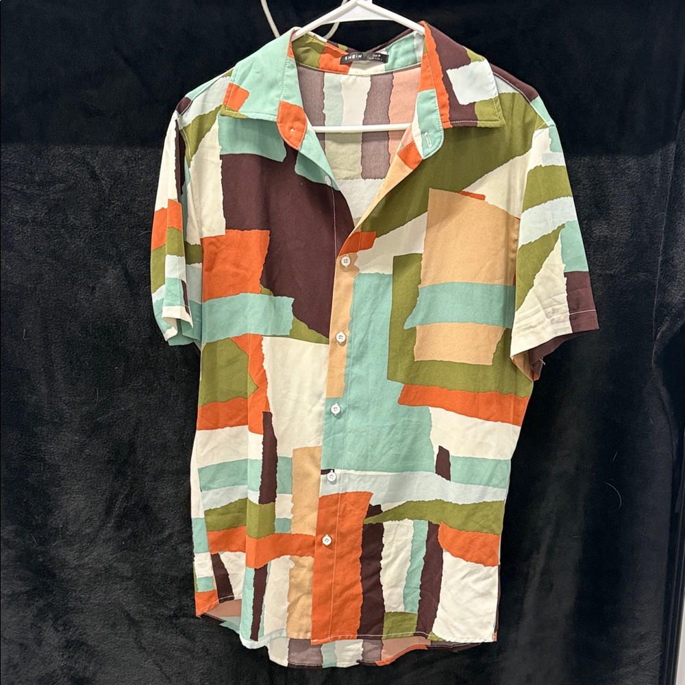 SHEIN Colorful Patchwork Men's Shirt SIZE M